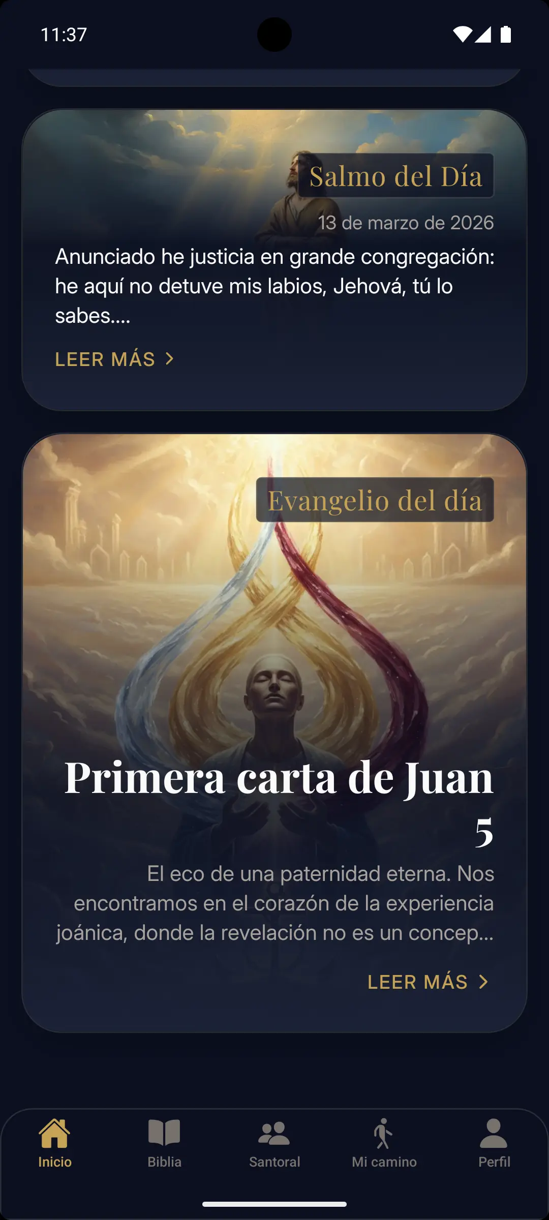 Salmo y Evangelio del día - captura de pantalla