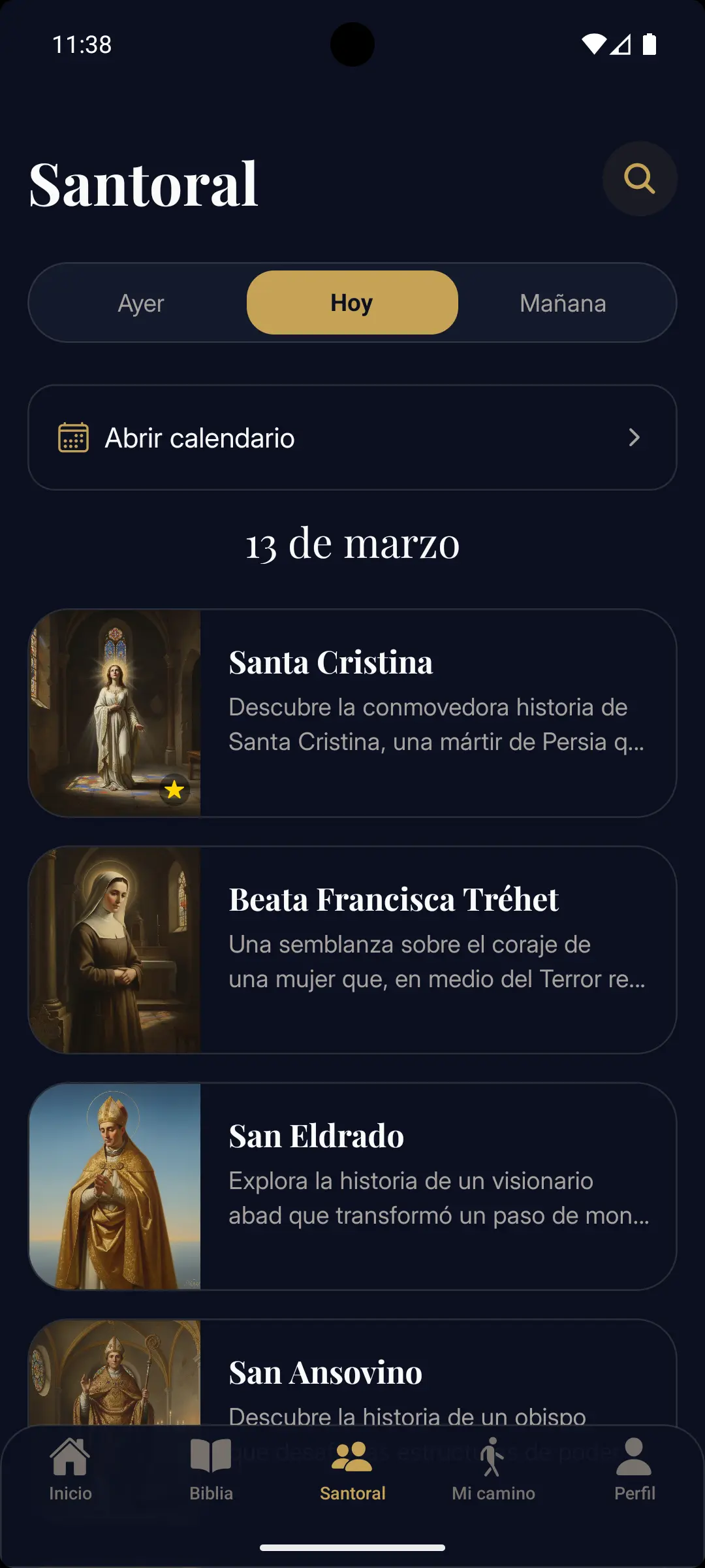Santoral - captura de pantalla